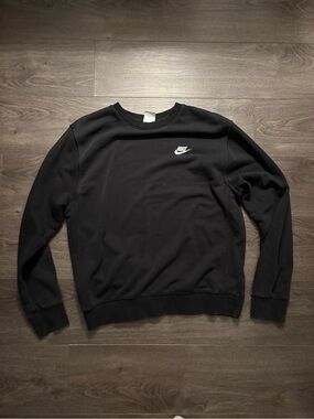 Nike Men’s Black Crewneck Sweatshirt with White Swoosh